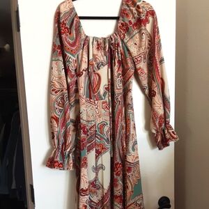 Paisley Copper Green and Bronze Maxi Dress